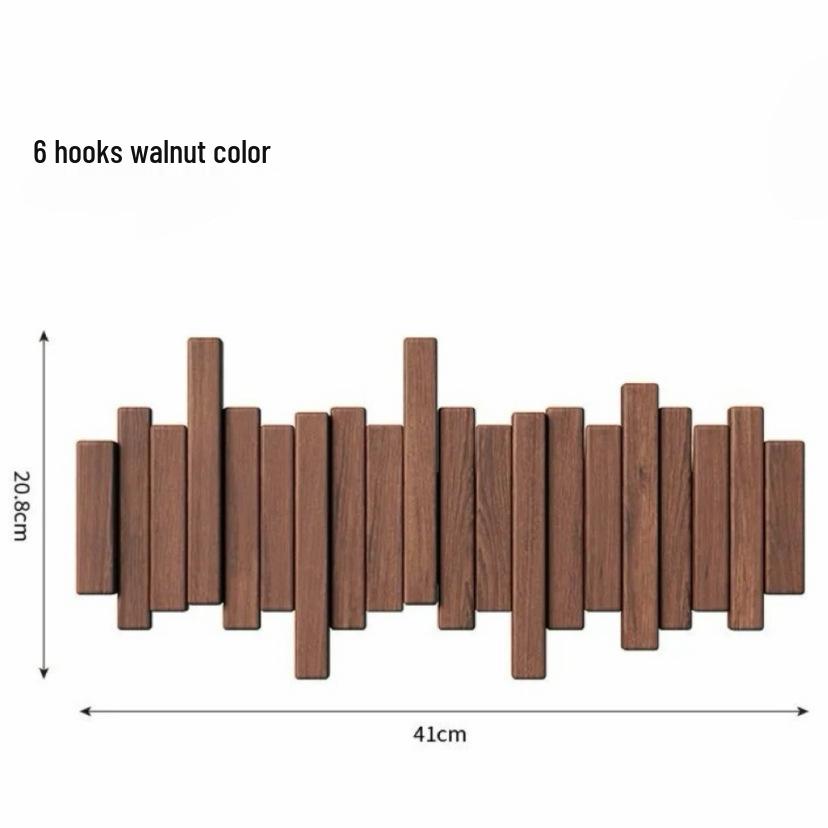 Solid Wood No-Drill Piano Key Wall-Mounted Coat & Hat Rack