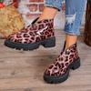 Leopard Print Thick Heel Single Boot Fashion Round Toe Deep Mouth Platform Sole Non-slip Wear-resistant Women's Shoes