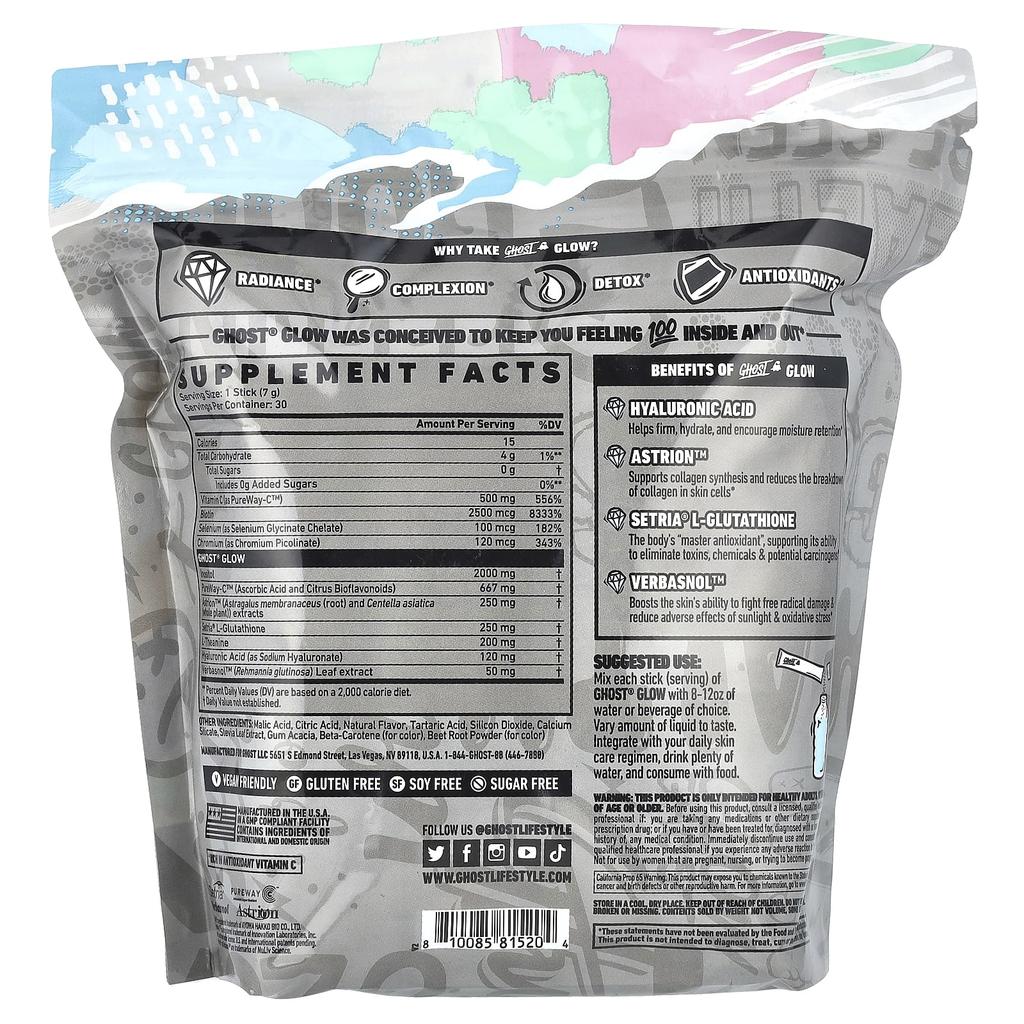 Ghost, Glow, Mango Margarita, 30 sticks, 7 g (0.25 oz) each