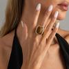 Anello/Orecchini Yousheng da Donna, con Grande Pietra Quadrata Design Retrò, Lega Resina Multipli Colori Stile Vintage Moda