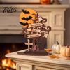 Reusable Holiday Wood Crafts Halloween Moon Bat Ghost And Dead Tree Tabletop Ornament, Rustic Art Decorative Table Centerpiece for Home Desktop Party