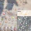 5D Cute Rabbit Love Peach Blossom Flower Yellow Nail Art Stickers Bowknot DIY Self Adhesive Rhinestone Manicure Decals