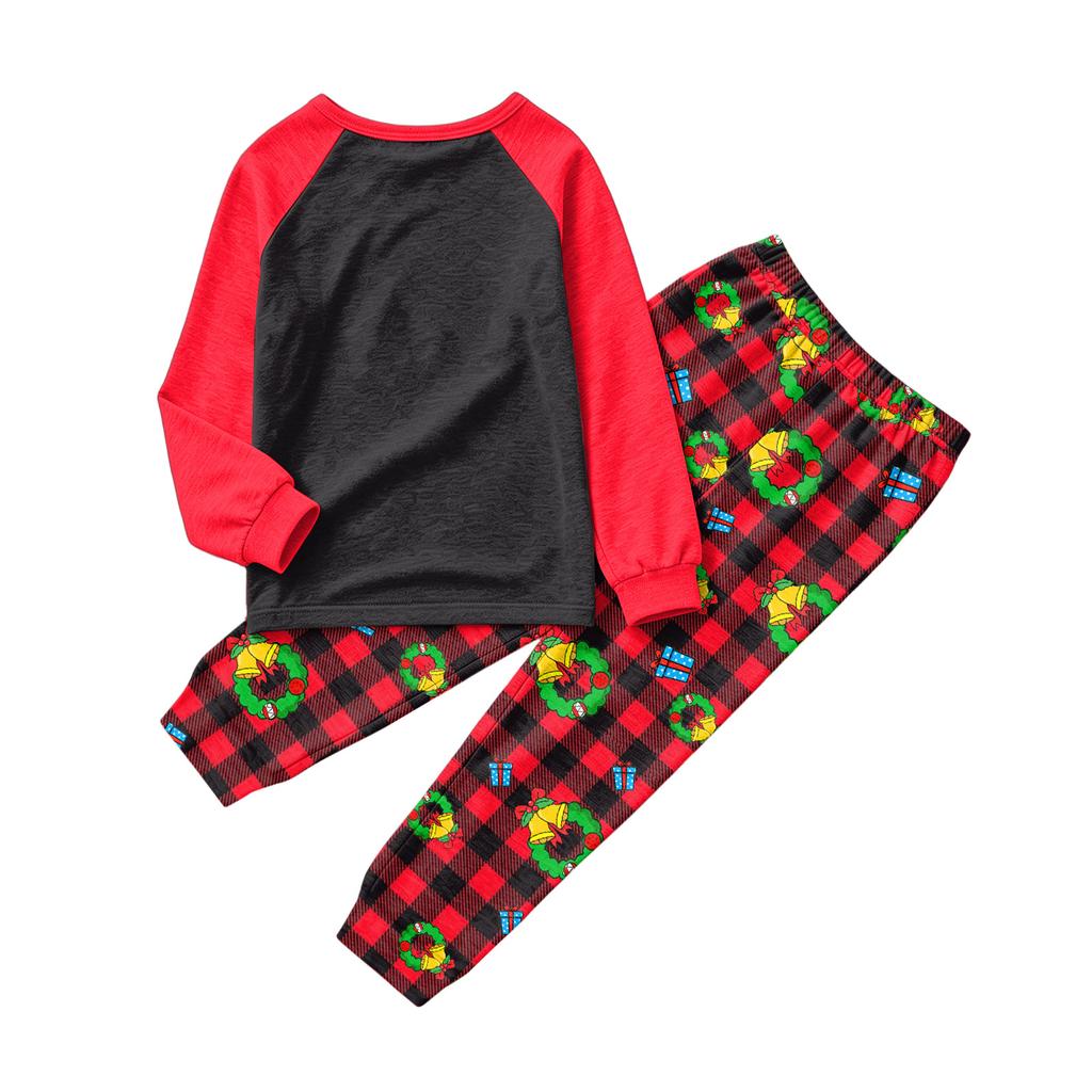 Family Matching Christmas Print Long Sleeve Neck Pajama Set with Pants