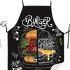 Burger Apron, Creative Half - Colored Half - Sketch Burger Pattern Kitchen Apron, Fun Food - Themed Cooking Apron