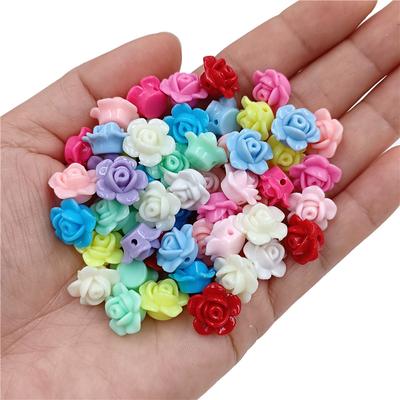 20 Stück cremefarbene dreidimensionale Blumen modische lose Perlen mehrfarbige Rosenperlen für Schmuckherstellung DIY handgefertigte Materialien