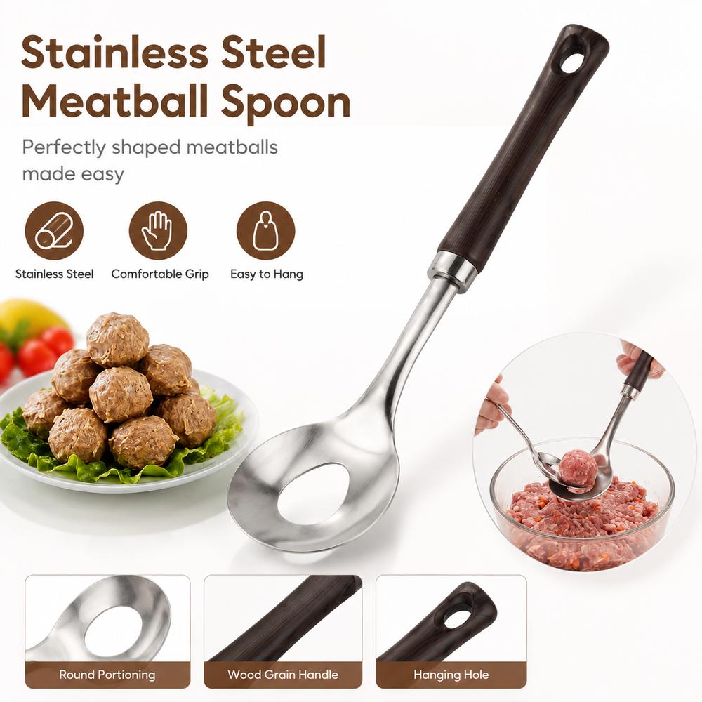 Round Spoon Head Meatball Scoop Stainless Steel Meatball Portioning Tool Cooking Utensils