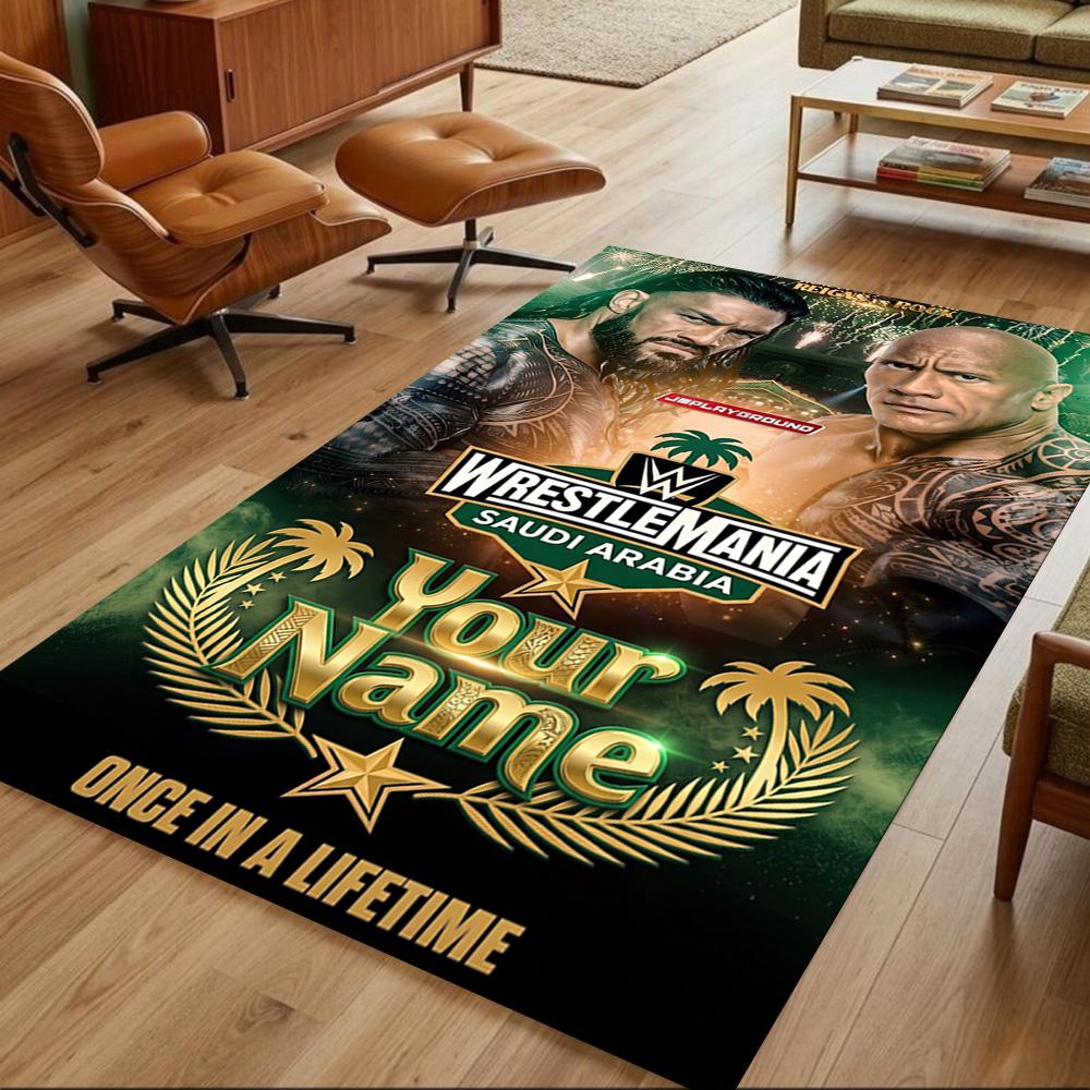 Wrestlemania Personalisierter Namens Teppich Perfekt für Arbeitszimmer Balkon Wohnheim Dekorieren Sie Zimmer Rutschfester Teppich Dekorieren Sie Büros