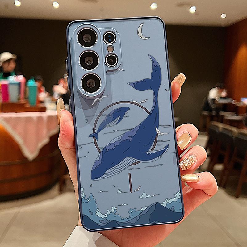 Magnetic For Magsafe Case For Samsung Galaxy S26 Ultra S25 Edge S24 Plus S23 FE S22 A17 A54 A55 A56 A57 5G Shark Whale Pattern Cover
