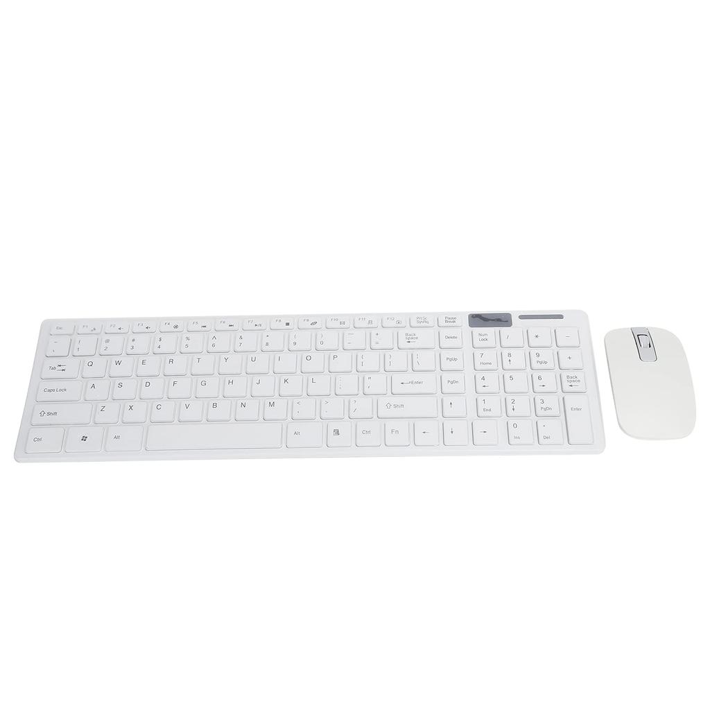 Wireless Keyboard and Mouse Set with FN+Multimedia Buttons, 10m Remote Connection, White