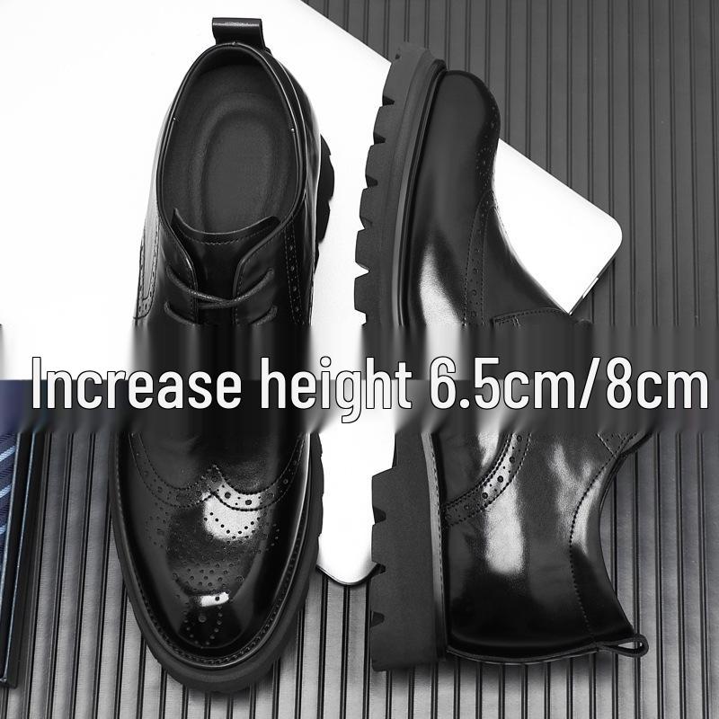 Herren 8cm Brogue Business Derby Schuhe - Schnürschuhe Rindsleder