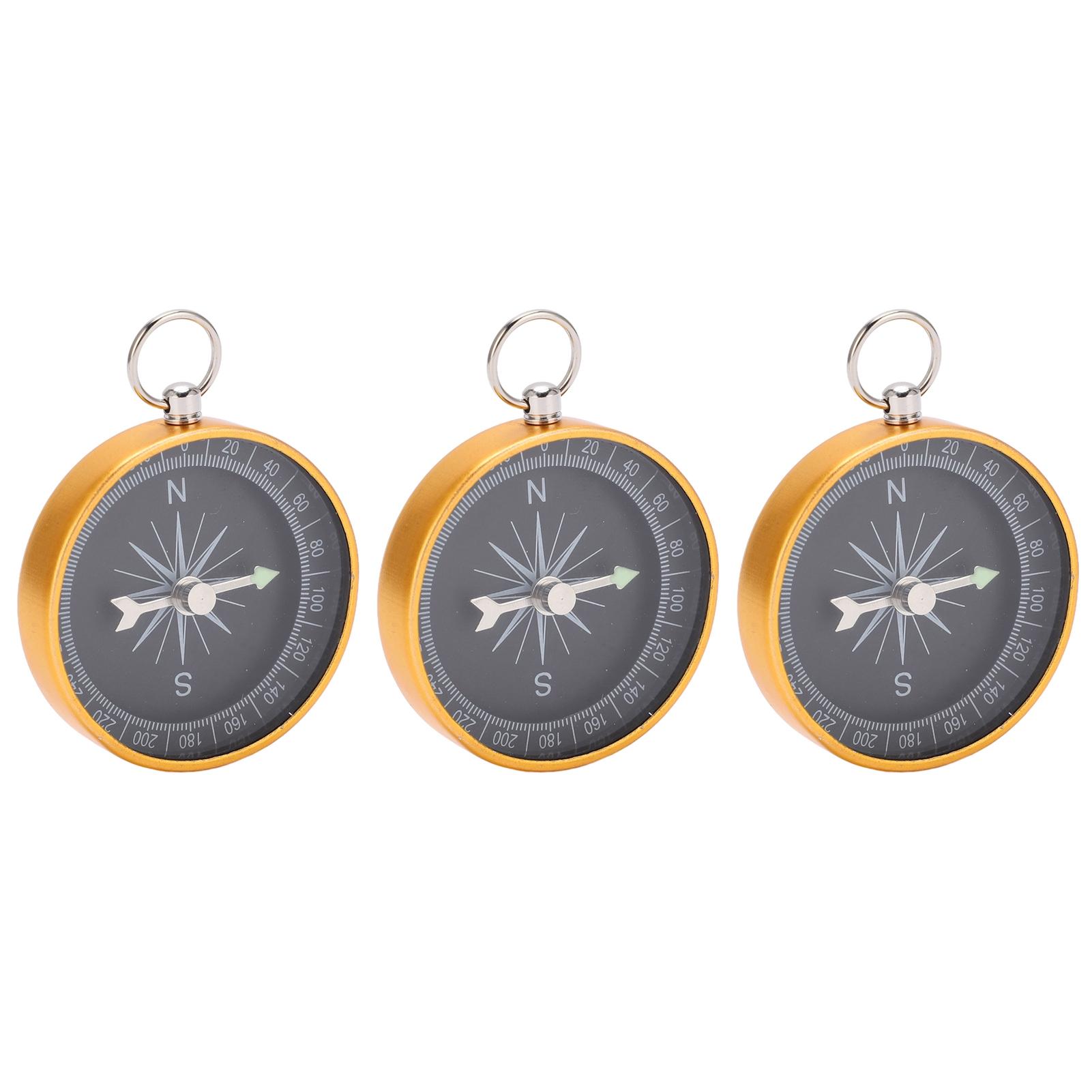 

3 шт. компас для ориентирования из алюминиевого сплава, брелок-компас для пешего туризма, охоты, езды на автомобиле