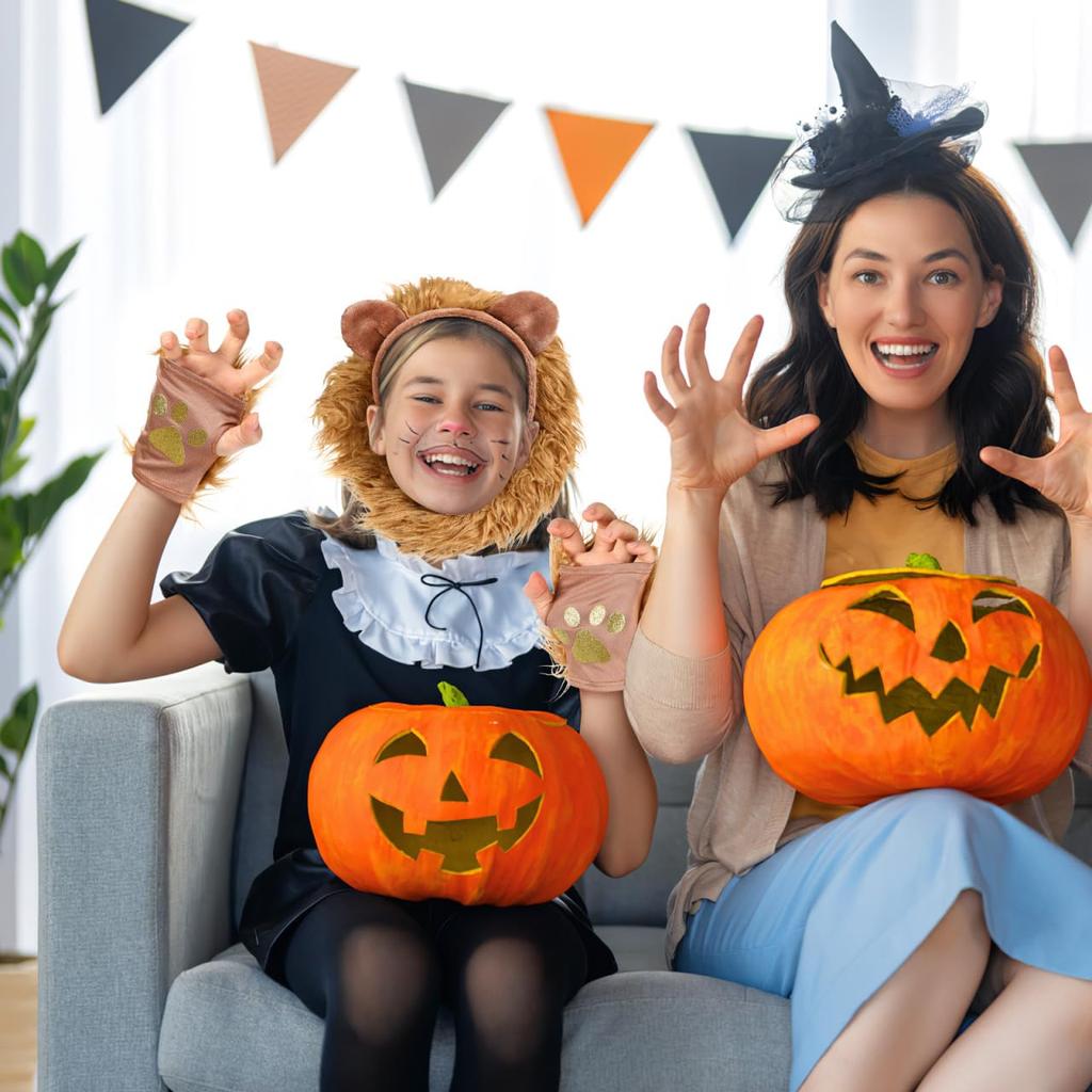 Generic Lion Design Cosplay Set for Hair Lion for Costume and Birthdays Kids, Hoop, Gloves, Tail, Brown, Parties, Halloween,