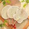 Hand-Woven Straw Fan Vintage Pufan Chinese Handmade Hand Shaking Fan Wheat Straw Craft Gift Home Decoration Party Dance Hand Fan