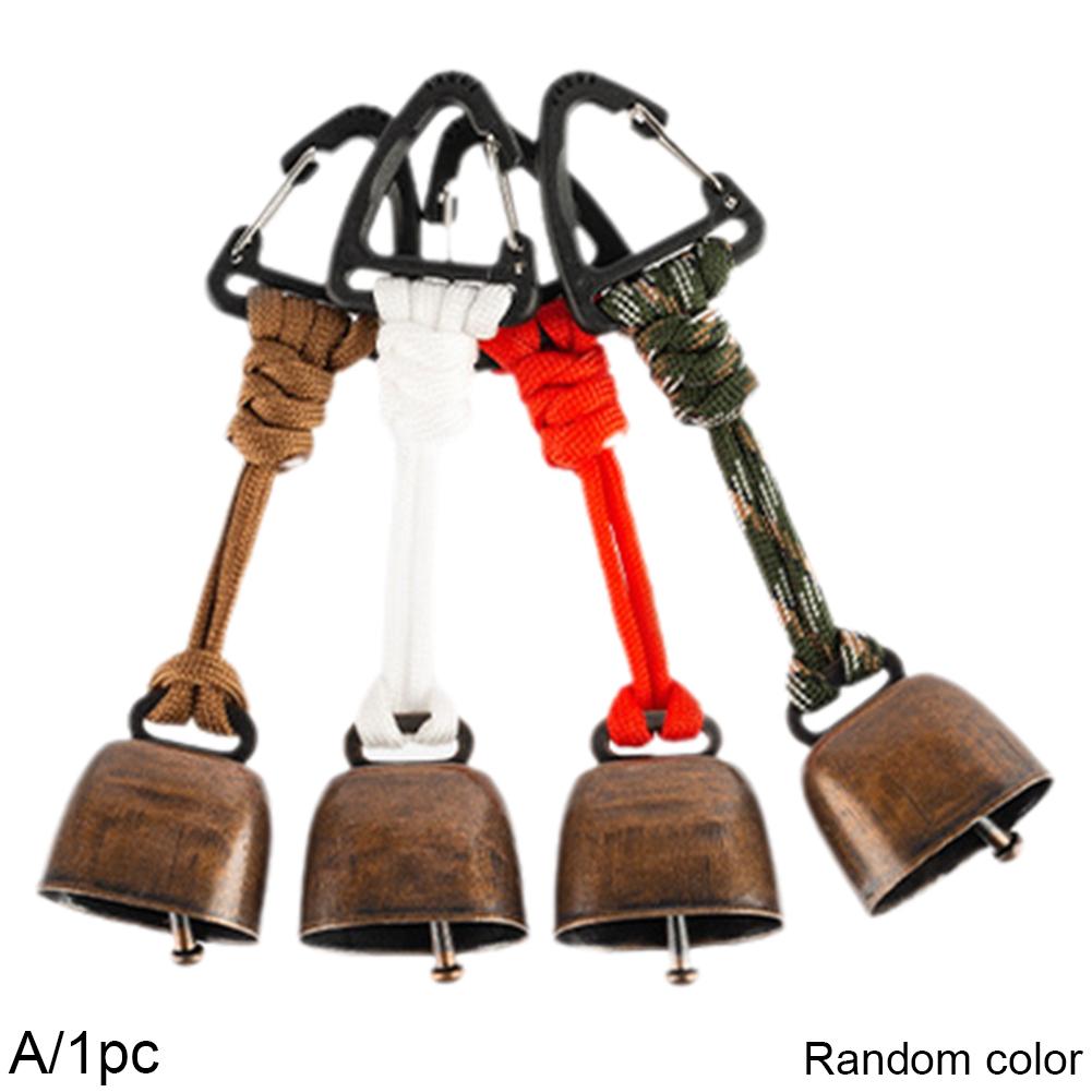 

Вуличний ведмежий дзвіночок для піших походів, кемпінгу - Гучний чавунний коров ячий дзвінок з плетеним вручну ремінцем, брелок проти втрати для піших походів з рюкзаком