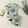 Jungen Mädchen Mode Lässig Rundhals Kurzarm T-Shirt Shorts Vintage Bedrucktes Set