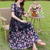 Casual Women's Dress Summer Vintage Clothes Loose Short Sleeve Plus Size Elegant Long Dresses