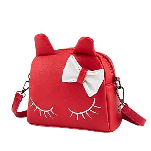 

[Queen-b] Cute Cat Pouch, 2-Way Shoulder Bag/Backpack for Kids and Girls, with Cat Ears, Stylish, Lightweight, Crossbody Bag for Outings (Red)
