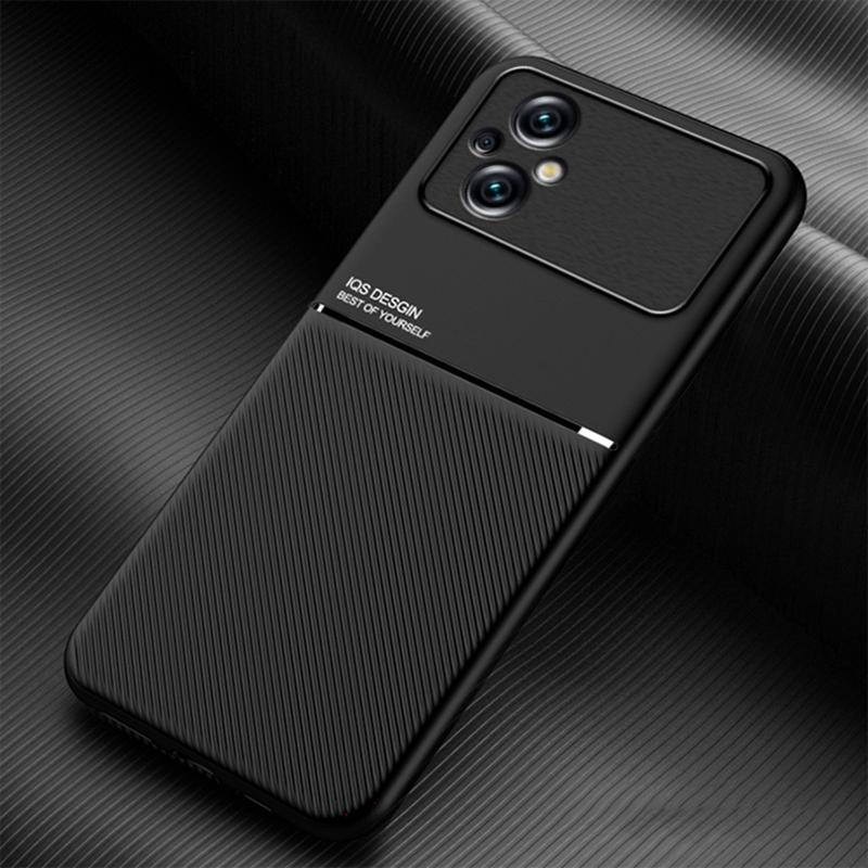 

Anti-drop Back Protector for Xiaomi Poco M5 4G,Lines Imprinted PU Leather+TPU Hybrid Shell with Built-in Metal Sheet Blue