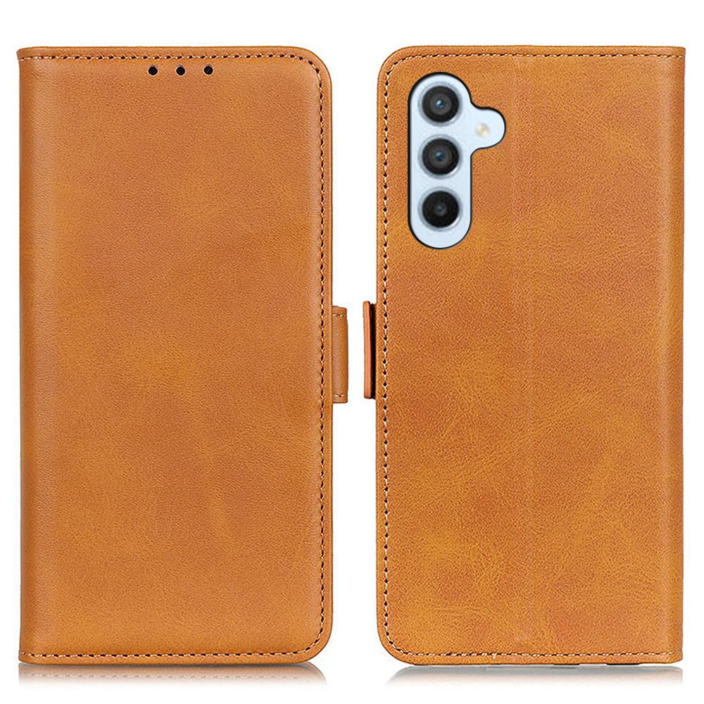

For Samsung Galaxy A36 5G Case Stand Cowhide Texture PU Leather Phone Cover Yellow