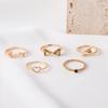 Ring, Fashion Love Letter Simple Black Gemstone Open Arrow Love 5 Piece Ring