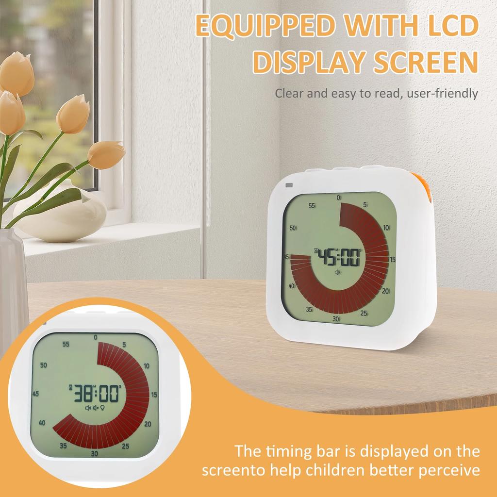 Digital Kitchen Timers 60 Minute Countdown Visual Timer 3 Alarm Modes Classroom Timer Manage Tool for Study Cooking Shower Fitn