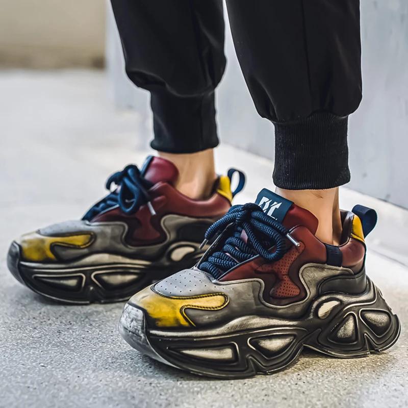 Sneakers Personalized Vintage Design Platform Shoes For Men Running Sport Shoe Outdoor Comfortable Vulcanized  Autumn Casual