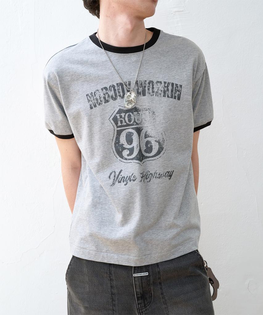 THEVINYLHOUSE Nobody Work Ringer Tee Gray