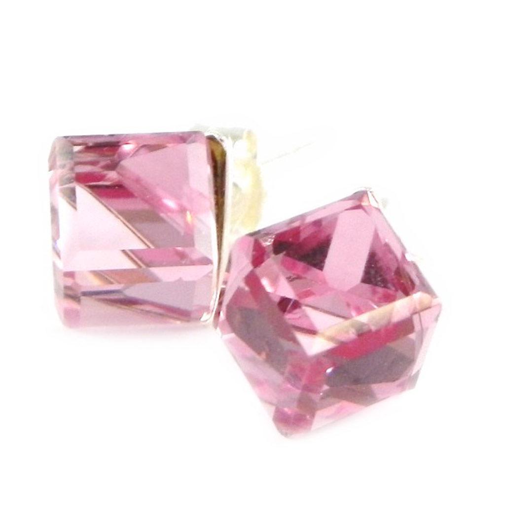 

Les Trésors De Lily [C4983] - 6 мм Pink Crystal Cubes Silver EO
