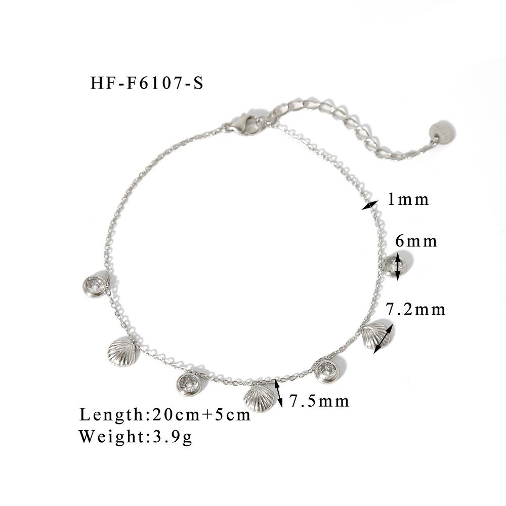 

Женский пляжный браслет на ногу из нержавеющей стали с 18-каратным золотым покрытием, с полосатой ракушкой и цирконом - Водонепроницаемый и не выцветающий