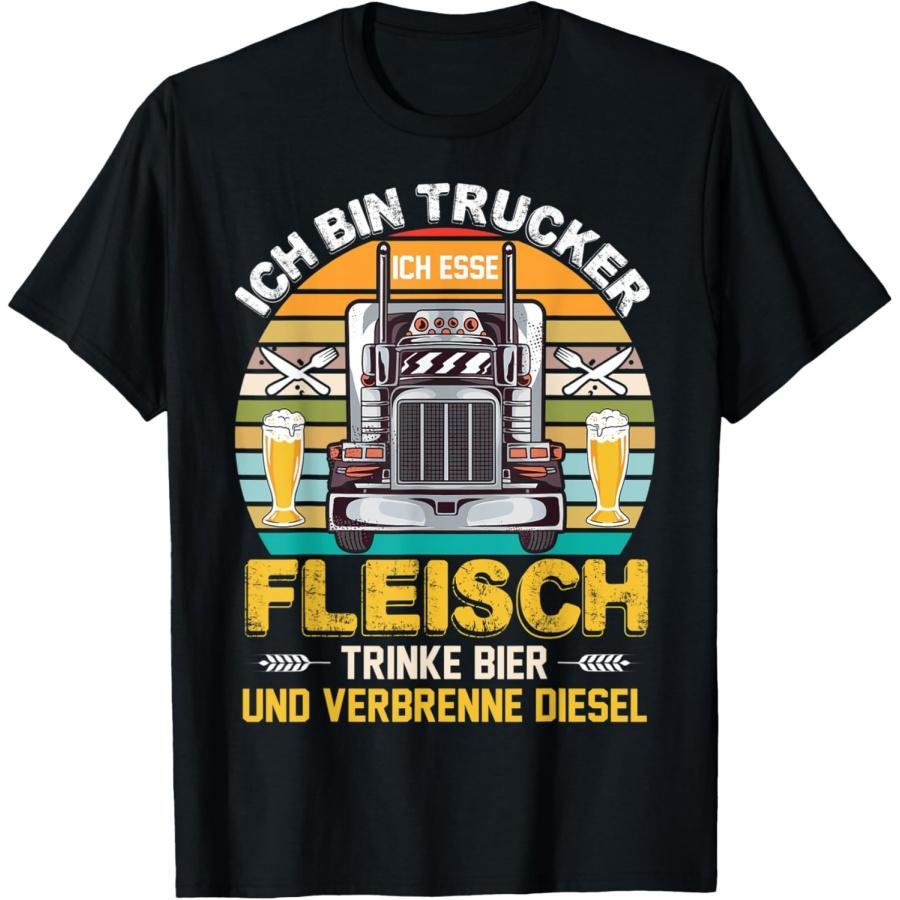 Mens Ich Bin Trucker Esse Fleisch Drinke Beer Truck Driver Saying T-Shirt(2) XXXXXL чёрный