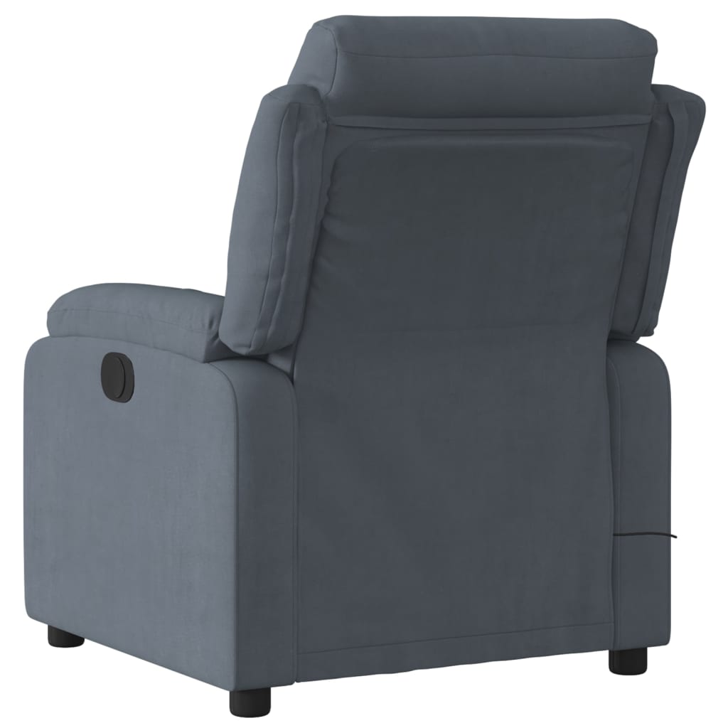 Massage Relax Chair Dark Gray Velvet