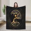 Yin Yang Tree Of Life Fluorite And Gold Blanket Flannel Throw Blanket Summer Air Conditioning Printed Lightweight Bedspreads