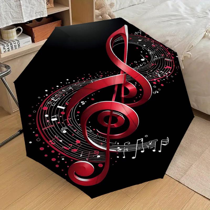 1PC Music Note Umbrella-8-Rib Reinforced, Automatic Open, Lightweight & Durable, Cute Fashion Accessory for Outdoor-T384