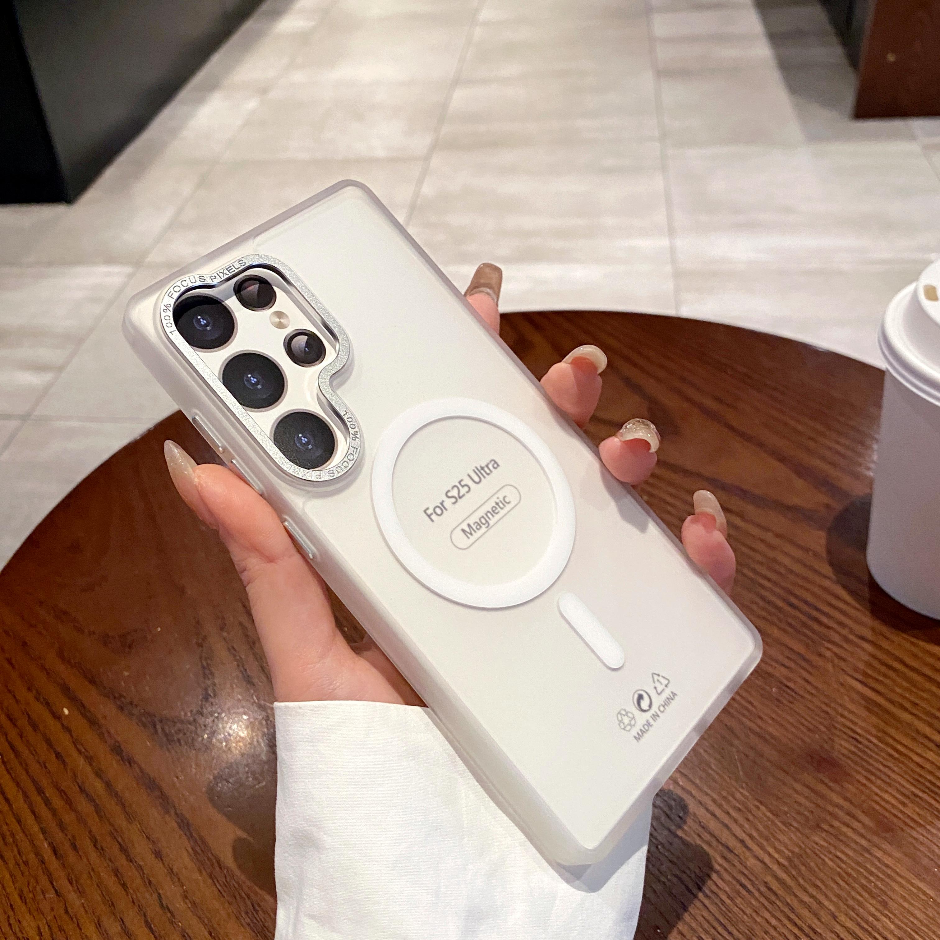 

Магнитный чехол для Samsung Galaxy S25 S24 S23 Plus Ultra Skin Friendly Touch полупрозрачный матовый ударопрочный женский мужской защитный чехол Samsung Galaxy S25 Ultra белый