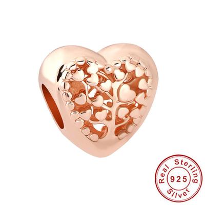 Authentic 925 Sterling Silver Beads Charm Rose Gold Mother Son Family Tree Charms Fit Original Fashion Bracelets Women Jewelry