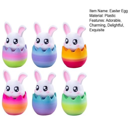 Easter Bunny Decoration Spring Rabbit Figurine with Egg Base for Home Office Desk Shelf Window Sill