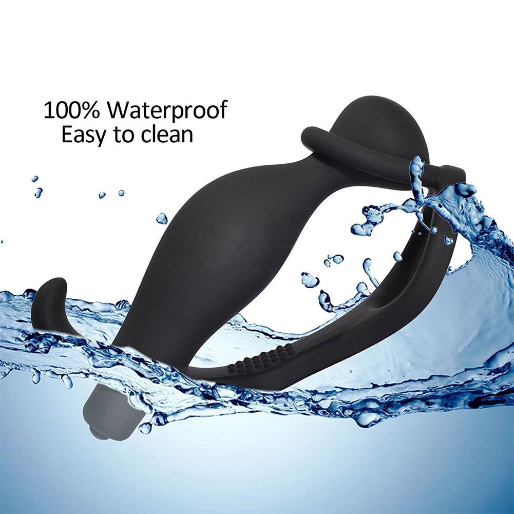 Male Waterproof Prostate Massager Anal Butt Plug P-Spot Men Cock Ring Sex Toy