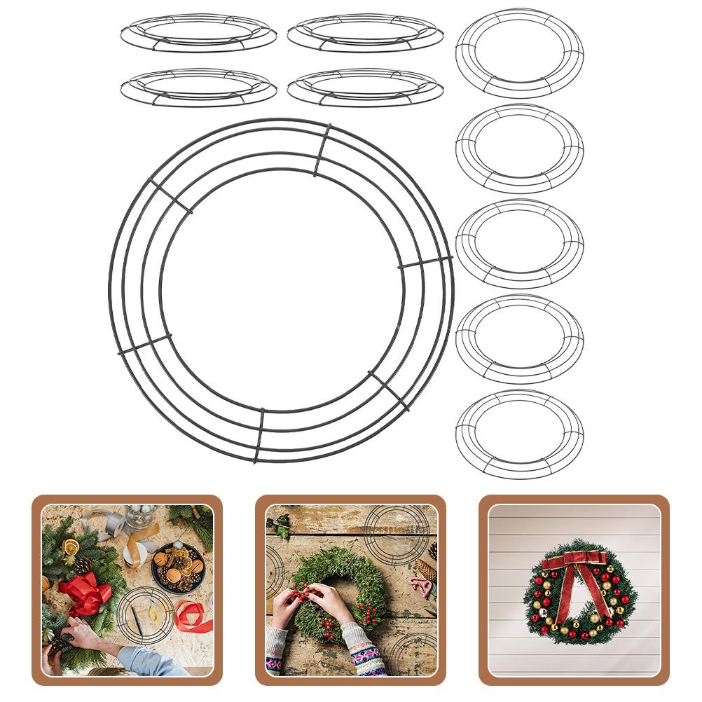 10Pcs Round Iron Wreath Frame Lightweight Compact DIY Floral Wreath Making Tool Metal Wire Ring for Wall Decor Garland