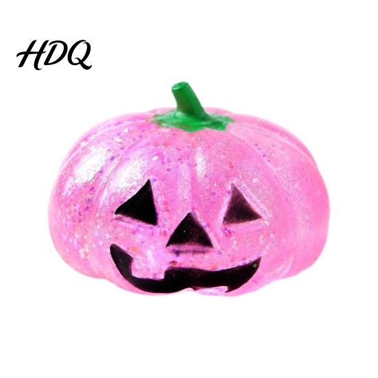 Fidget Stress Reliever Halloween Glitter Pumpkin Ball, Head Squeeze Toy for Desk Decompression Toys Relief, Creepy Party Favors TPR Sensory