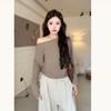 Early Autumn Korean Sexy One-Shoulder Batwing Sleeve Pullover Sweater