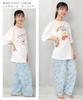 SAZAC Cinnamoroll Pajama Set for Cotton Short Long and Top x Women, Jersey, Sleeves, Pants, T-Shirt, (White Turquoise/M/SAN1806)