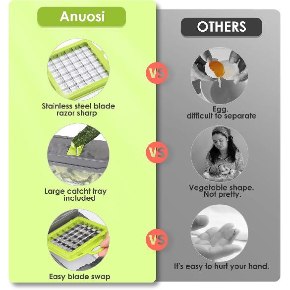 Vegetable Chopper - Time-and Labor-Saving Food - Pro Onion Cutter and Dicers, 12 in 1 Multifunctional Veggie Chopper, Container for Salad Potato