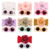 1 Set Stylish Children's Sunglasses with Matching Headband Lovely Flower Charm Hairband Baby Photography Accessories