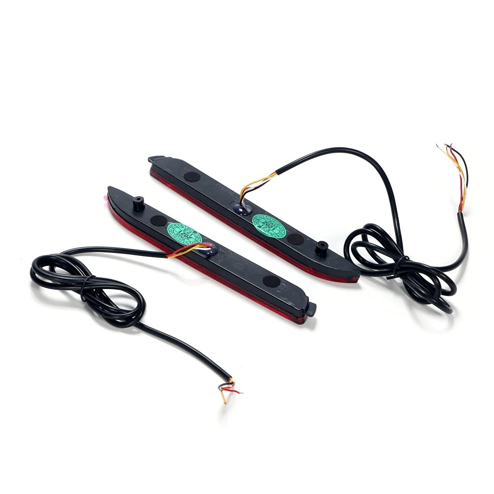 Universal Toyota LED Fiber Reflectors with Flowing Sequential Brake and Turn Signal Left and Right Set for Rear Tail and Backup Beautiful Red