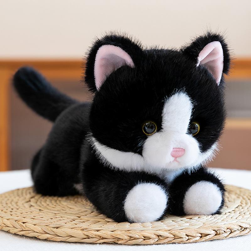Large Cute & Realistic Sitting Kitten Plush Toy - Well-Behaved Cat Figurine for Birthdays