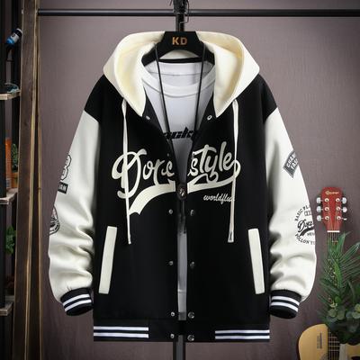 Trendy Hip Hop Hooded Baseball Uniform Unisex Lightweight Sportswear Jacket Men's Bomber Jackets Autumn Coat Letter Printed