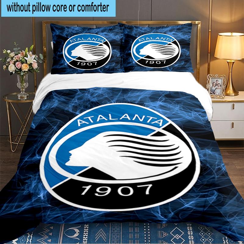 3PCS Football Atalanta Bedding set,Ideal For1pc Duvet Cover And 2pcs Pillowcases Perfect for Christmas gift,Ideal for Bedroom, Dormitory
