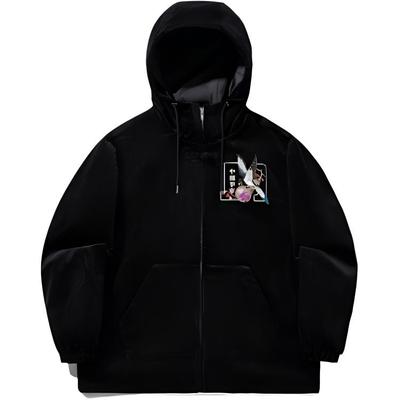Li Ning X MEDM Zusammenarbeit Daily Progress Serie Sportlich Lässig Einfarbig Lockerer Hoodie Jacke Herrenjacken Schwarz AFDV913-1