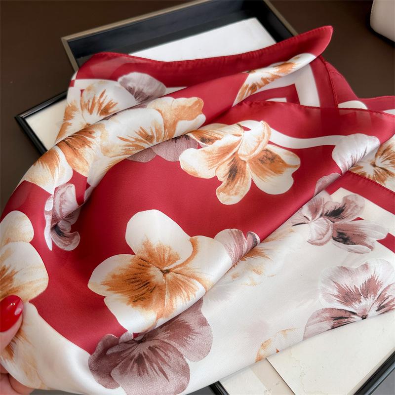Women 70*70cm Square Silk Scarf Luxury Fashion Kerchief Soft Hairband Neckerchief Headband Foulard Ribbon Tie Bag Bandanna