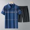 Men's Summer Casual Ice Silk T-Shirt and Shorts Set for Middle-aged & Elderly